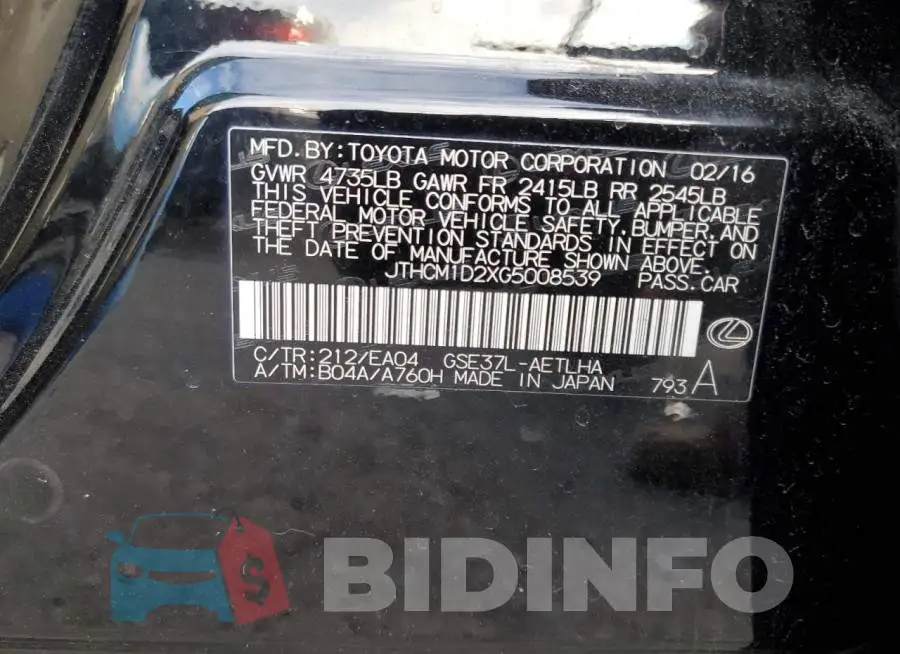 JTHCM1D2XG5008539 Photo# 13