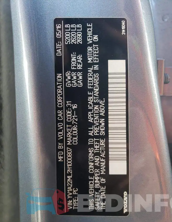 YV1A22ML2H1000807 Photo# 13