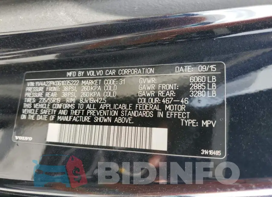 YV4A22PK0G1035222 Photo# 14