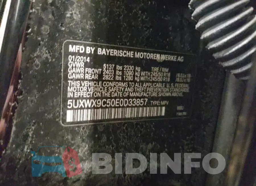 5UXWX9C50E0D33857 Photo# 13