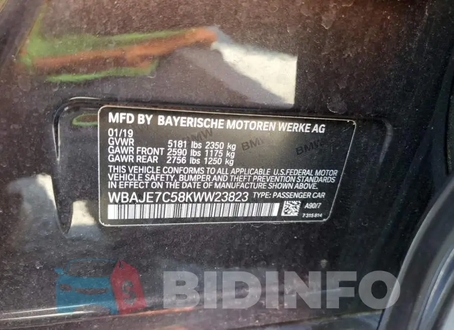 WBAJE7C58KWW23823 Photo# 12