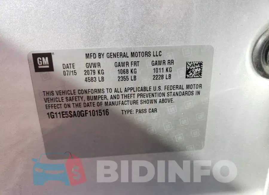 1G11E5SA0GF101516 Photo# 12