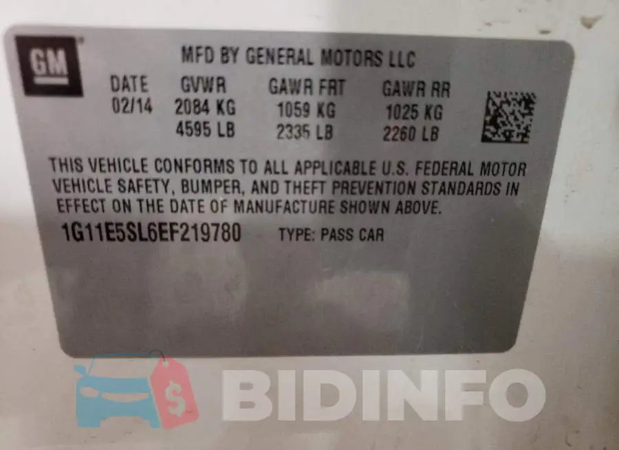 1G11E5SL6EF219780 Photo# 12