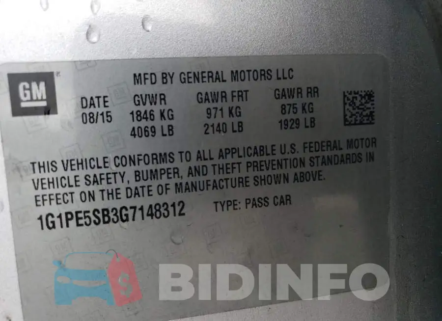 1G1PE5SB3G7148312 Photo# 12