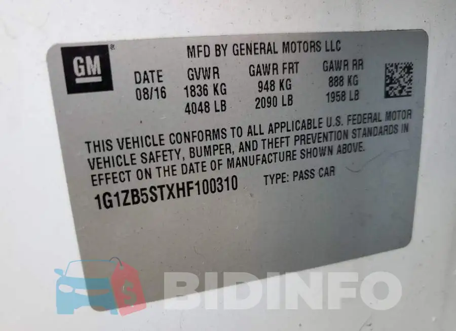 1G1ZB5STXHF100310 Photo# 12