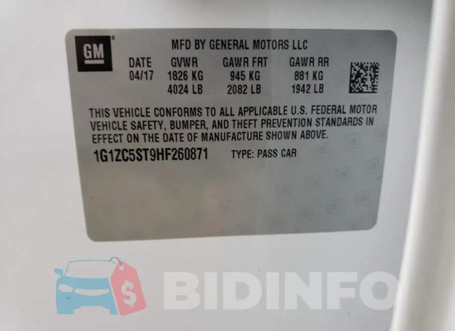1G1ZC5ST9HF260871 Photo# 12