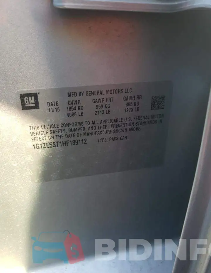 1G1ZE5ST1HF189112 Photo# 12