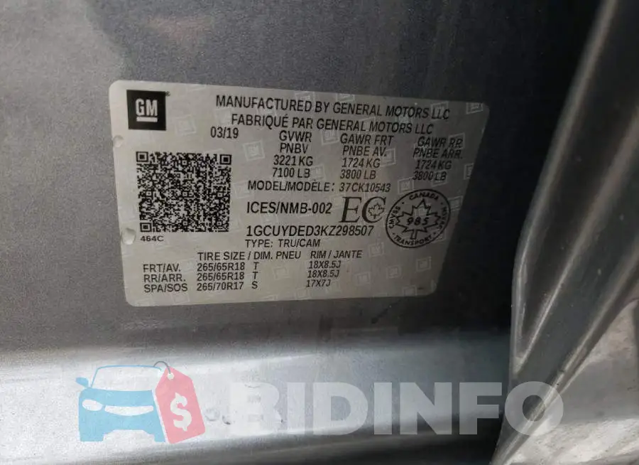 1GCUYDED3KZ298507 Photo# 12