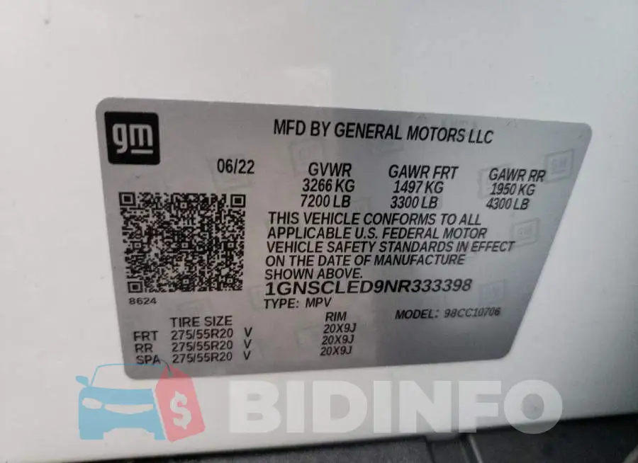 1GNSCLED9NR333398 Photo# 14