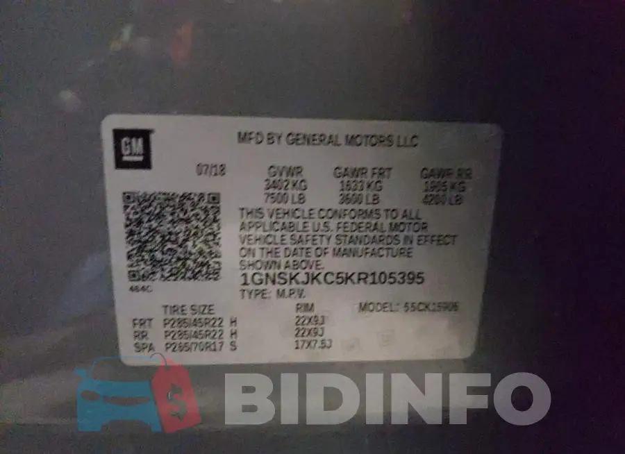 1GNSKJKC5KR105395 Photo# 13