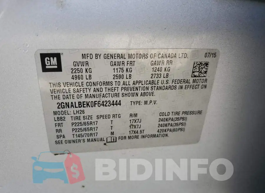 2GNALBEK0F6423444 Photo# 13