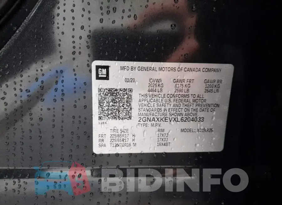 2GNAXKEVXL6204033 Photo# 13