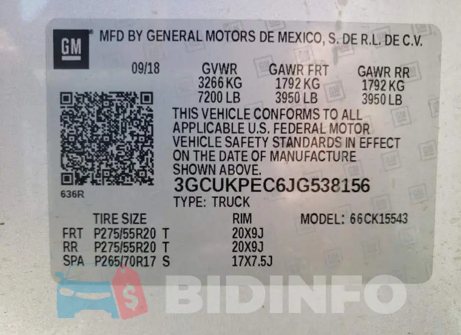 3GCUKPEC6JG538156 Photo# 12