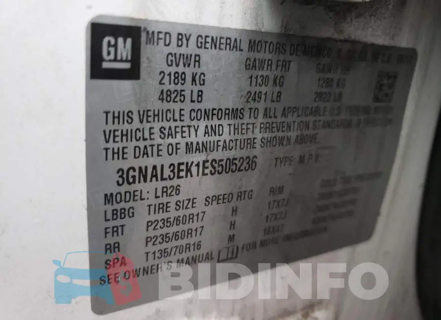 3GNAL3EK1ES505236 Photo# 14