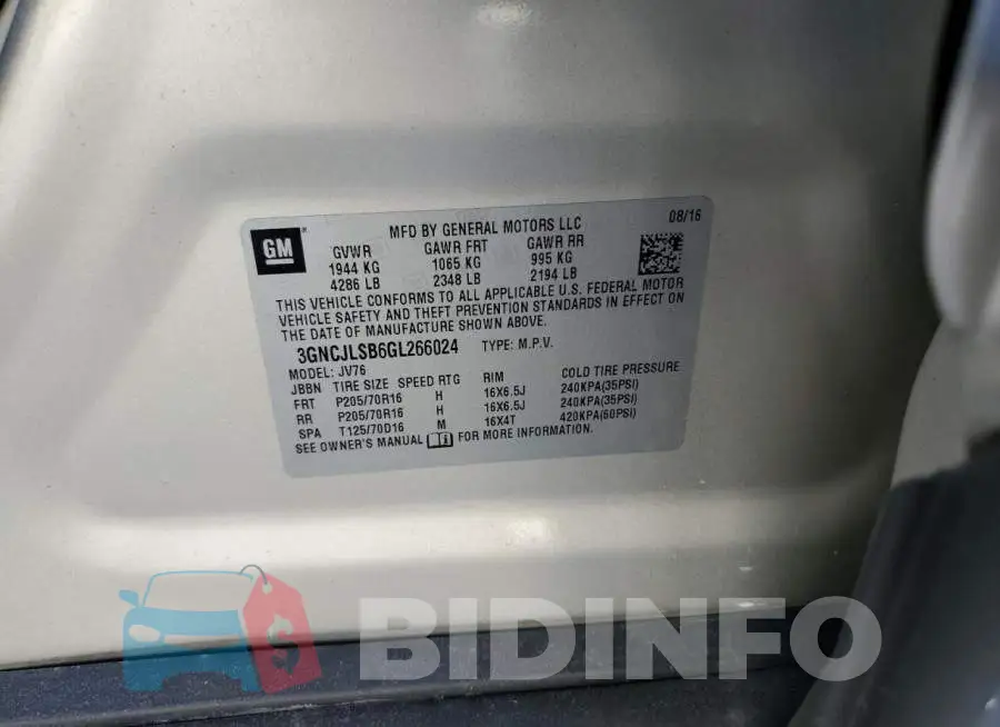 3GNCJLSB6GL266024 Photo# 13