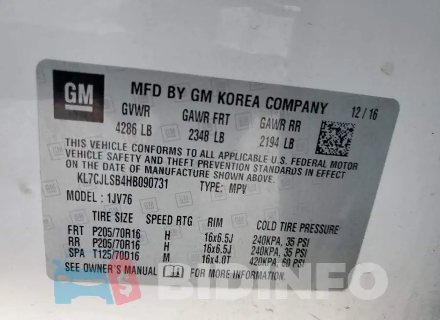 KL7CJLSB4HB090731 Photo# 13
