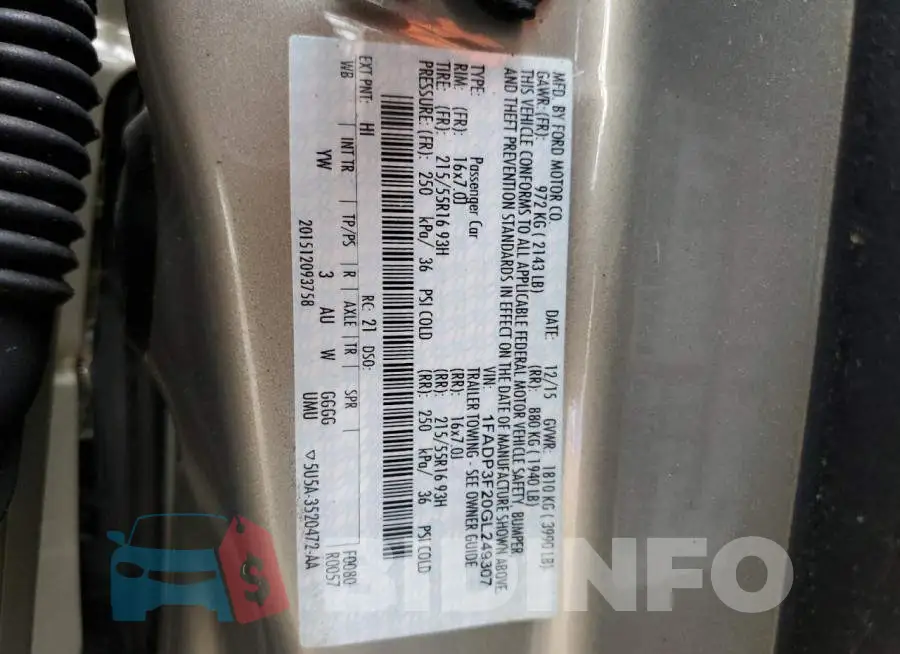 1FADP3F20GL249307 Photo# 12