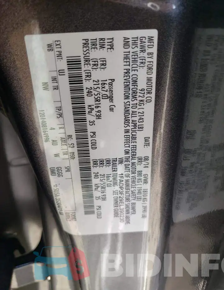 1FADP3F29EL390230 Photo# 10