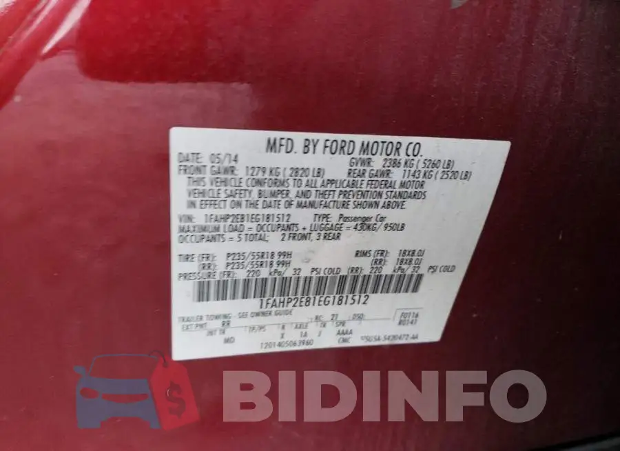 1FAHP2E81EG181512 Photo# 12