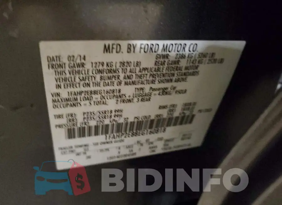 1FAHP2E88EG160818 Photo# 13