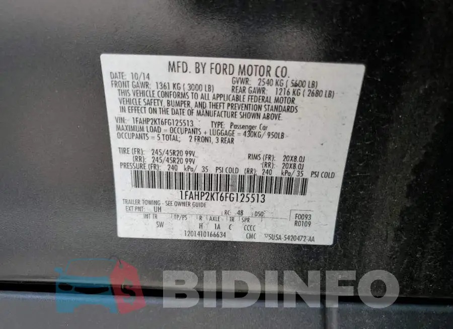 1FAHP2KT6FG125513 Photo# 13