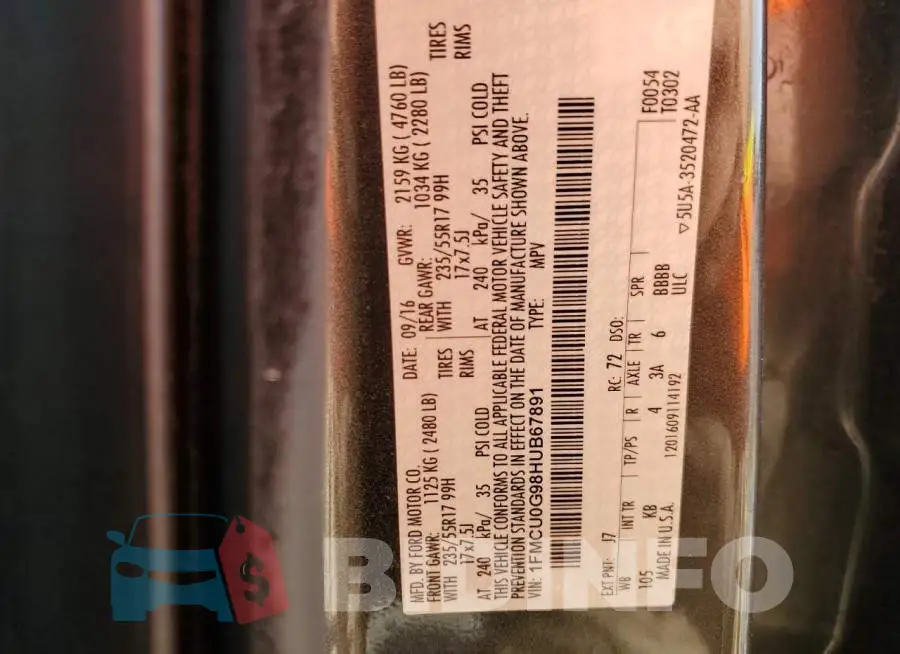 1FMCU0G98HUB67891 Photo# 13