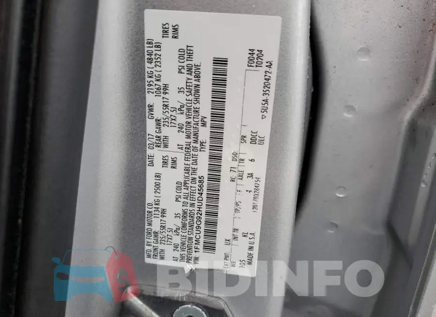 1FMCU9G92HUD45685 Photo# 13