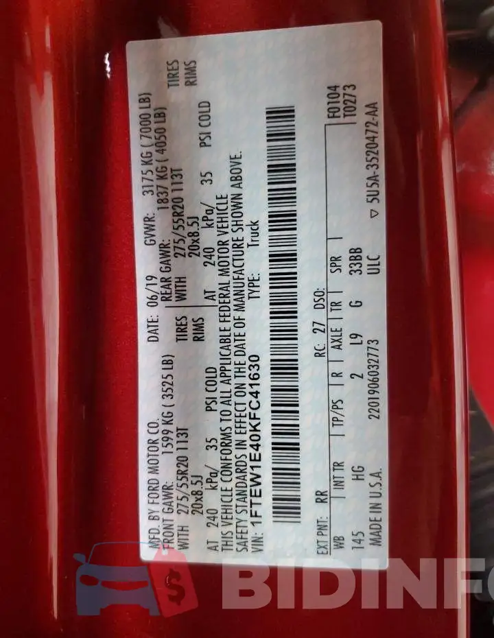 1FTEW1E40KFC41630 Photo# 12