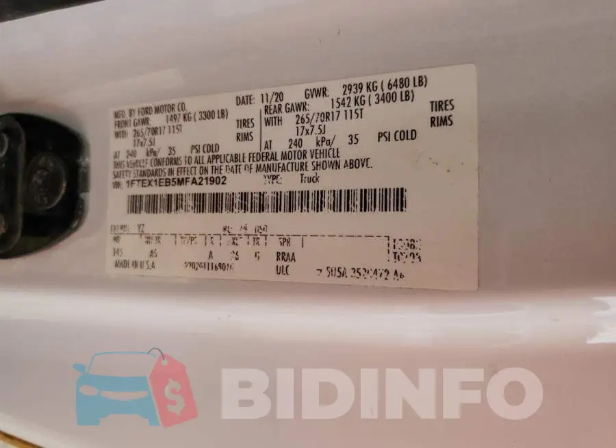 1FTEX1EB5MFA21902 Photo# 12