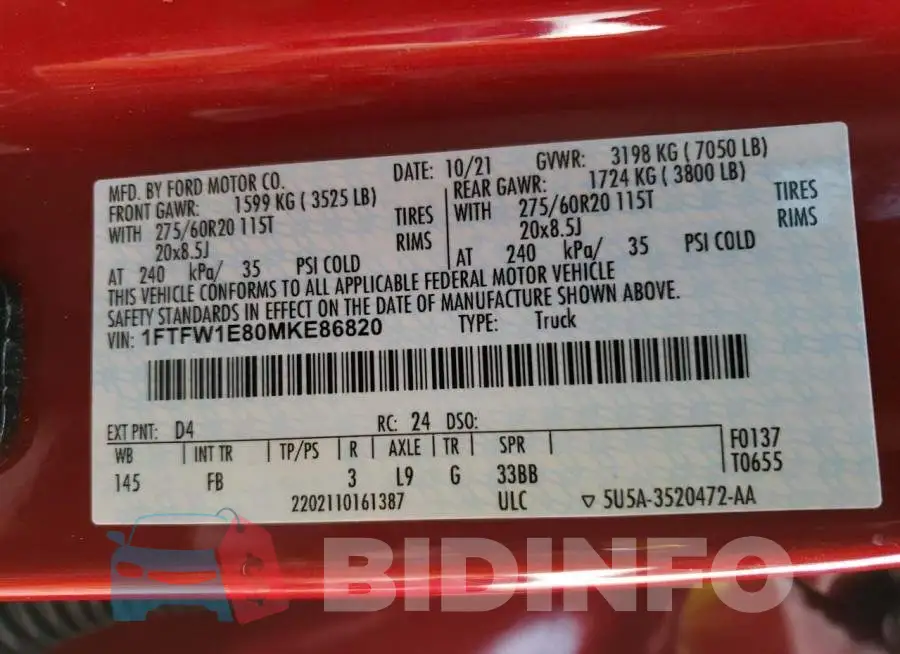 1FTFW1E80MKE86820 Photo# 12