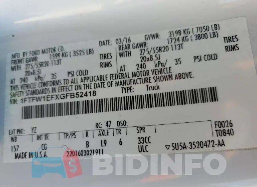 1FTFW1EFXGFB52418 Photo# 12