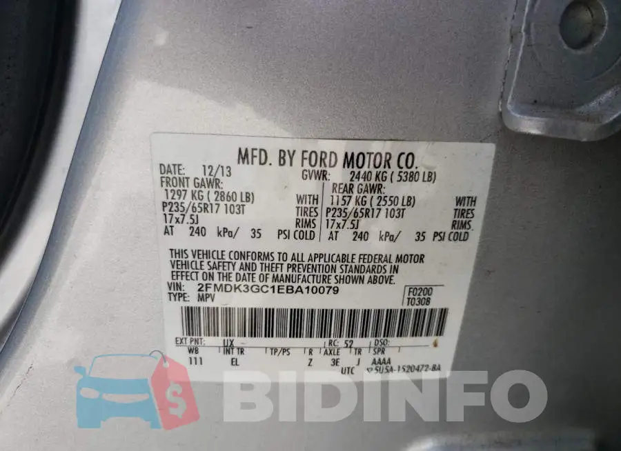 2FMDK3GC1EBA10079 Photo# 12