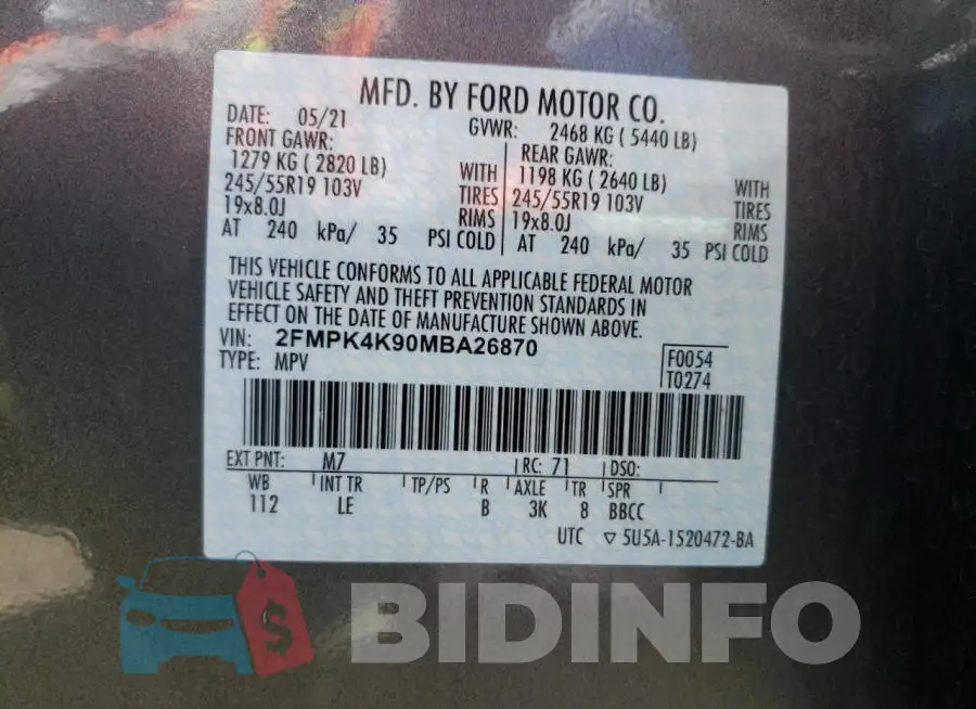 2FMPK4K90MBA26870 Photo# 10