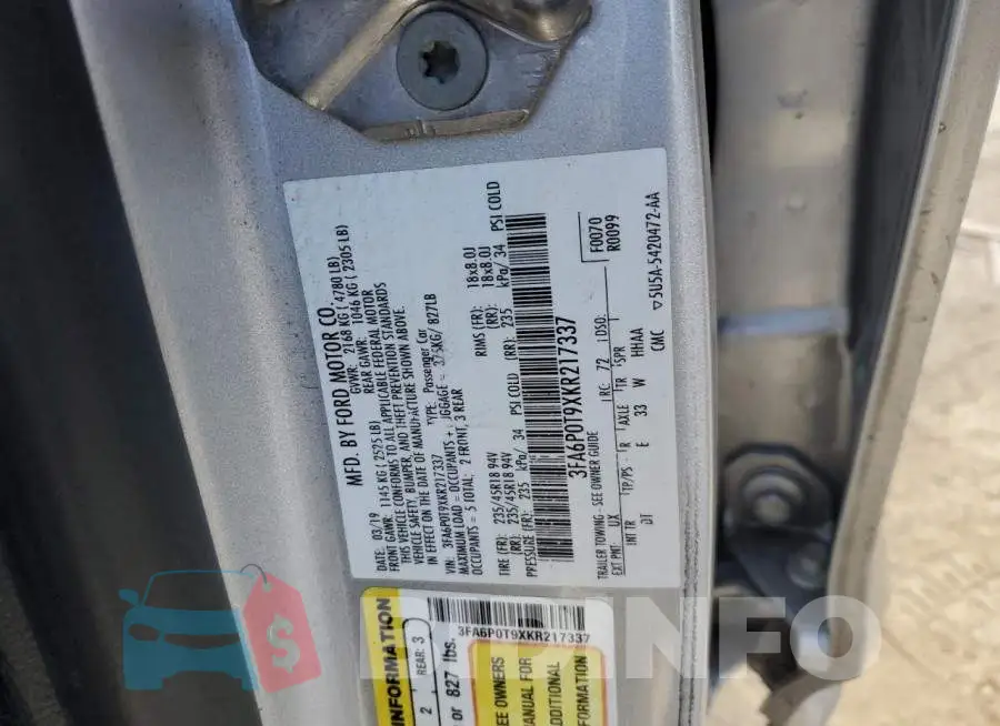 3FA6P0T9XKR217337 Photo# 12