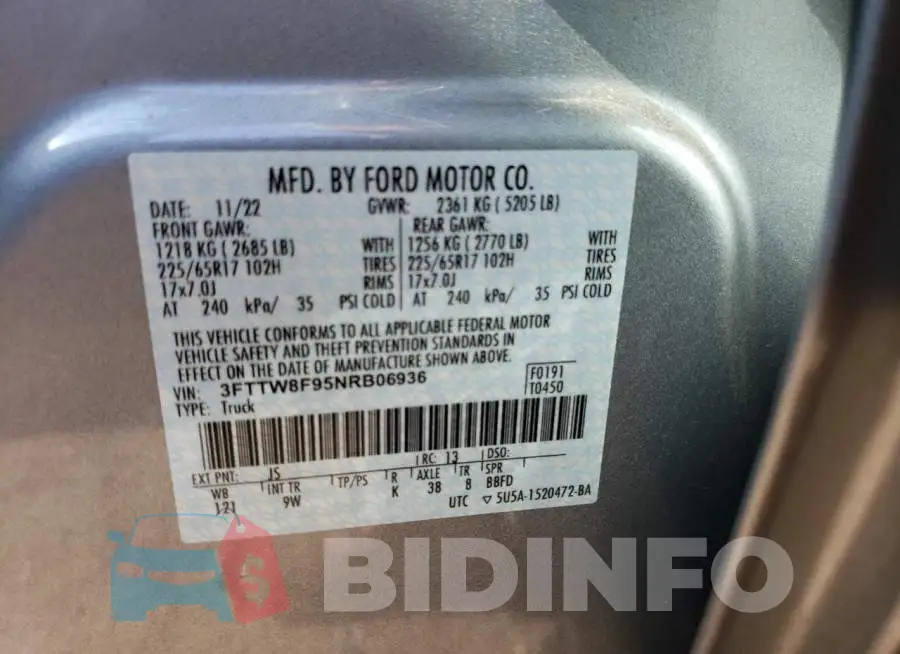 3FTTW8F95NRB06936 Photo# 12