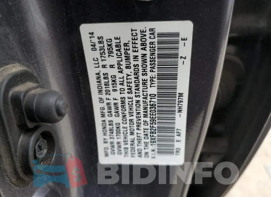 19XFB2F59EE036710 Photo# 12