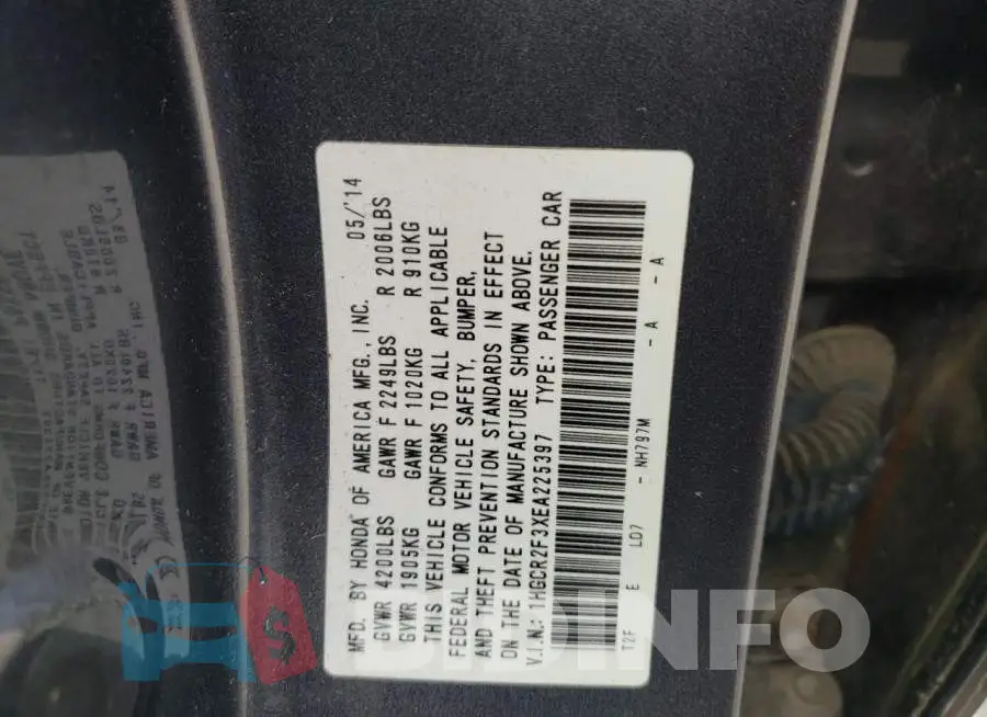 1HGCR2F3XEA225397 Photo# 12