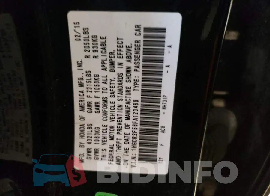 1HGCR2F56FA120469 Photo# 12