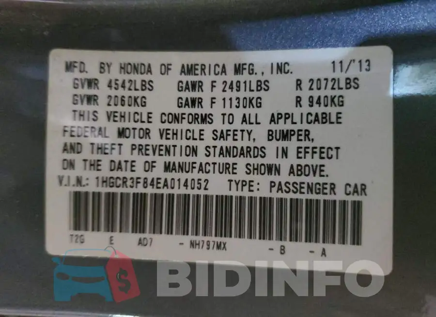 1HGCR3F84EA014052 Photo# 12