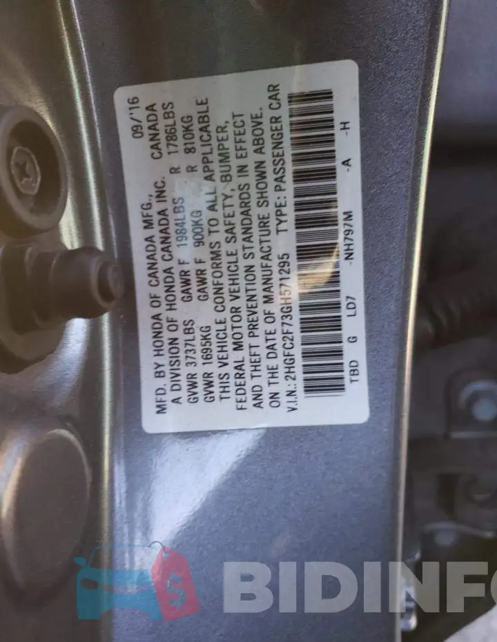 2HGFC2F73GH571295 Photo# 12