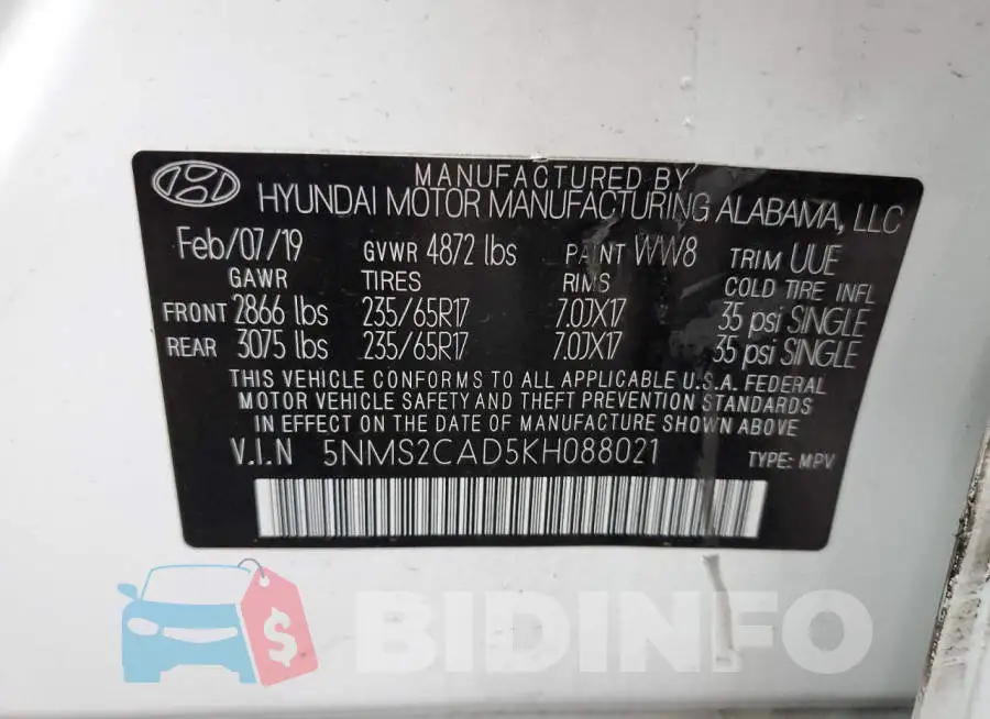 5NMS2CAD5KH088021 Photo# 12