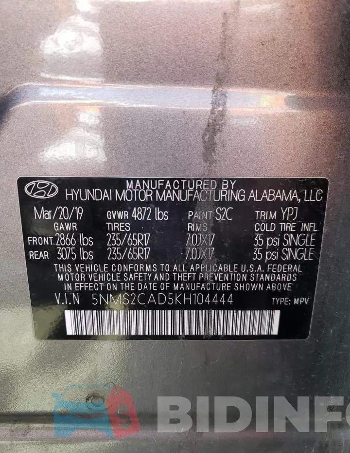 5NMS2CAD5KH104444 Photo# 14