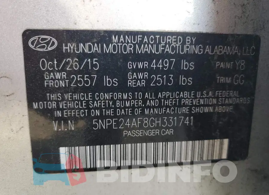 5NPE24AF8GH331741 Photo# 12