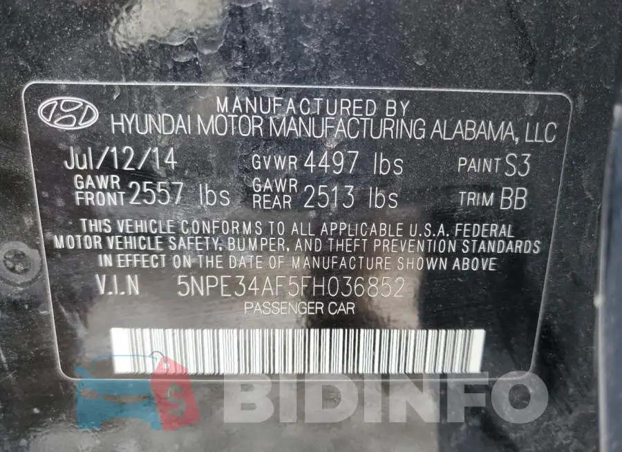 5NPE34AF5FH036852 Photo# 12