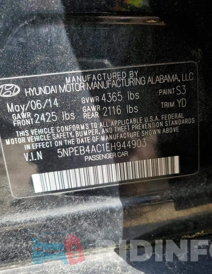5NPEB4AC1EH944903 Photo# 12