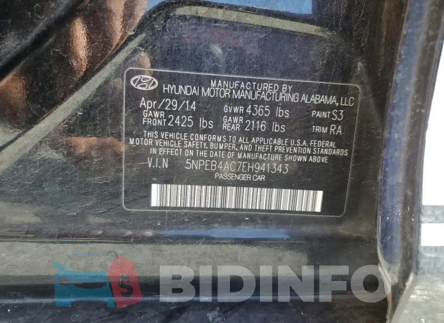 5NPEB4AC7EH941343 Photo# 13