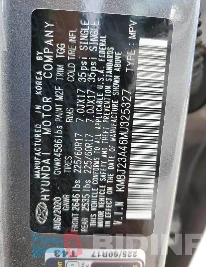 KM8J23A46MU325327 Photo# 10