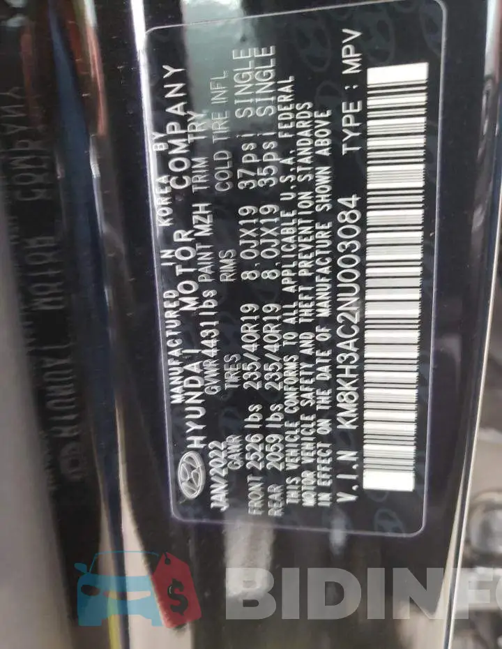 KM8KH3AC2NU003084 Photo# 10