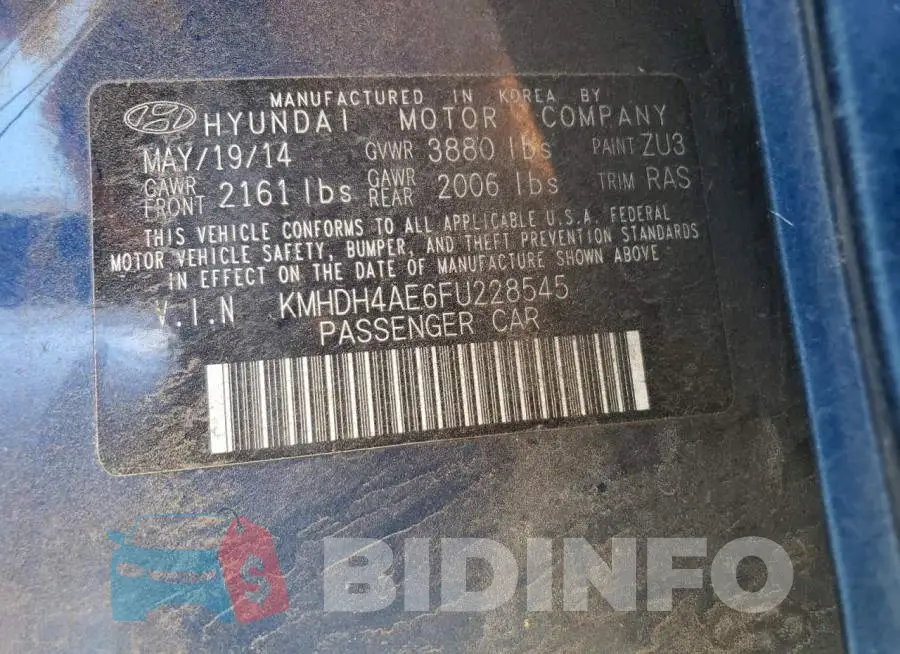 KMHDH4AE6FU228545 Photo# 13