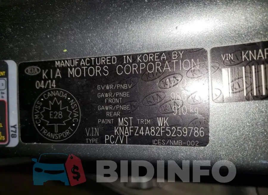 KNAFZ4A82F5259786 Photo# 13